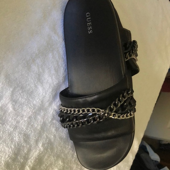 Guess Black Chain Embellished Sandals - Picture 2 of 5